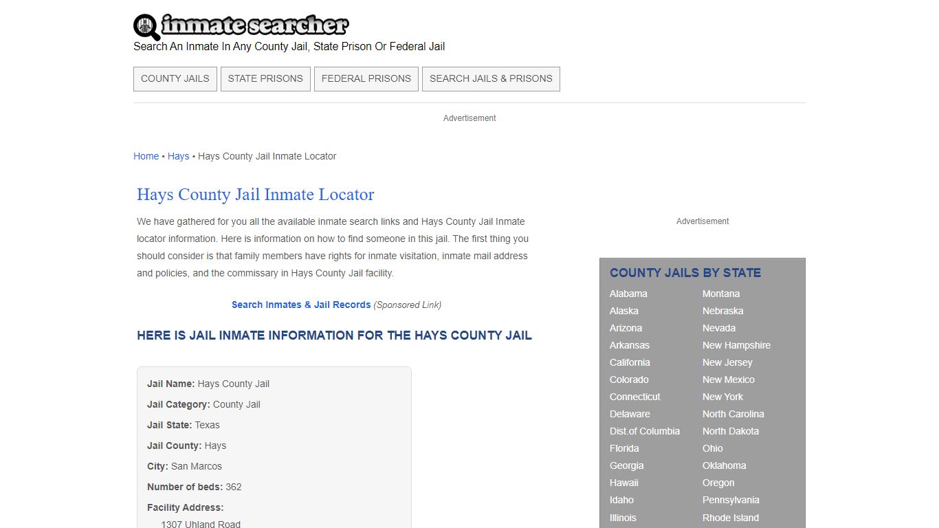Hays County Jail Inmate Locator - Inmate Searcher